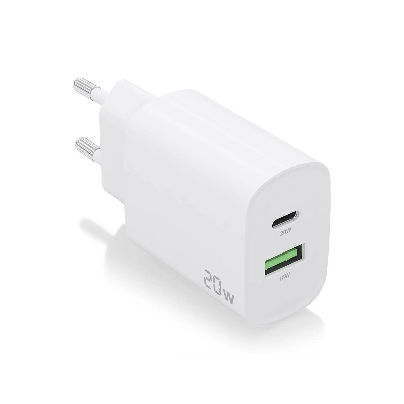 Caricabatterie Aisens A110-0754 20W - 1xUSB-c PD3.0 - 1xUSB-A - Bianco