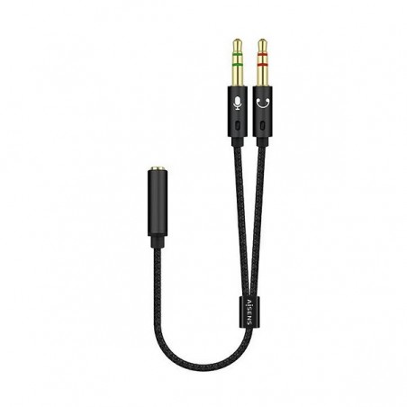 Cavo Adattatore audio Aisens A128-0418 Jack 3.5 4Pin/H-2xJACK 3.5 3 Pin/M - 25cm