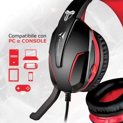 CUFFIE + MICROFONO 3.5MM GAMING TECHMADE TM-FL1-RED