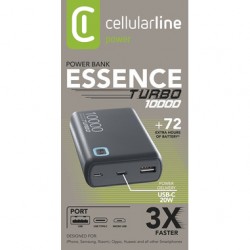 Power Bank Essence Turbo 10.000Mah Grigio Cellularline PBESSENCEPD10000D