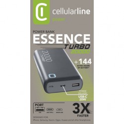 Power Bank Essence Turbo 20.000Mah Grigio Cellularline PBESSENCEPD20000D